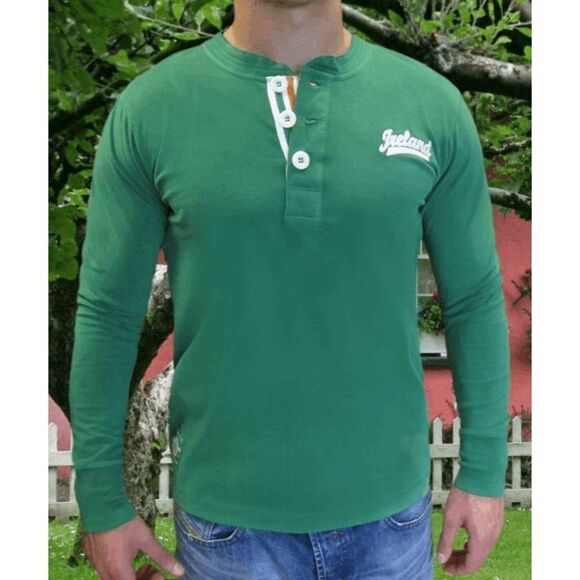 Retro Irish Heritage Collection 3-Button Henley Sweatshirt - Picture 1 of 6
